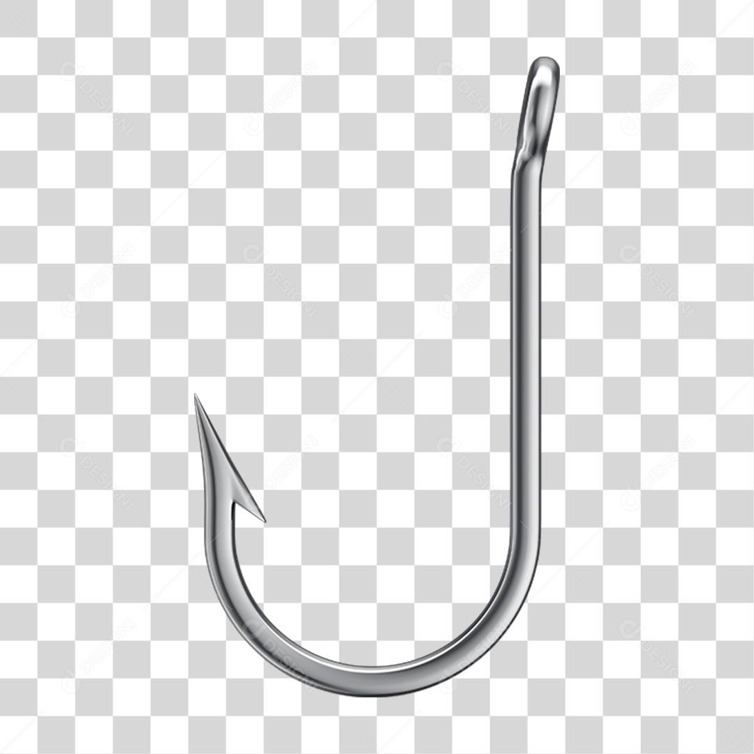 Elemento 3D Anzol de Pesca Para Composição PNG Transparente
