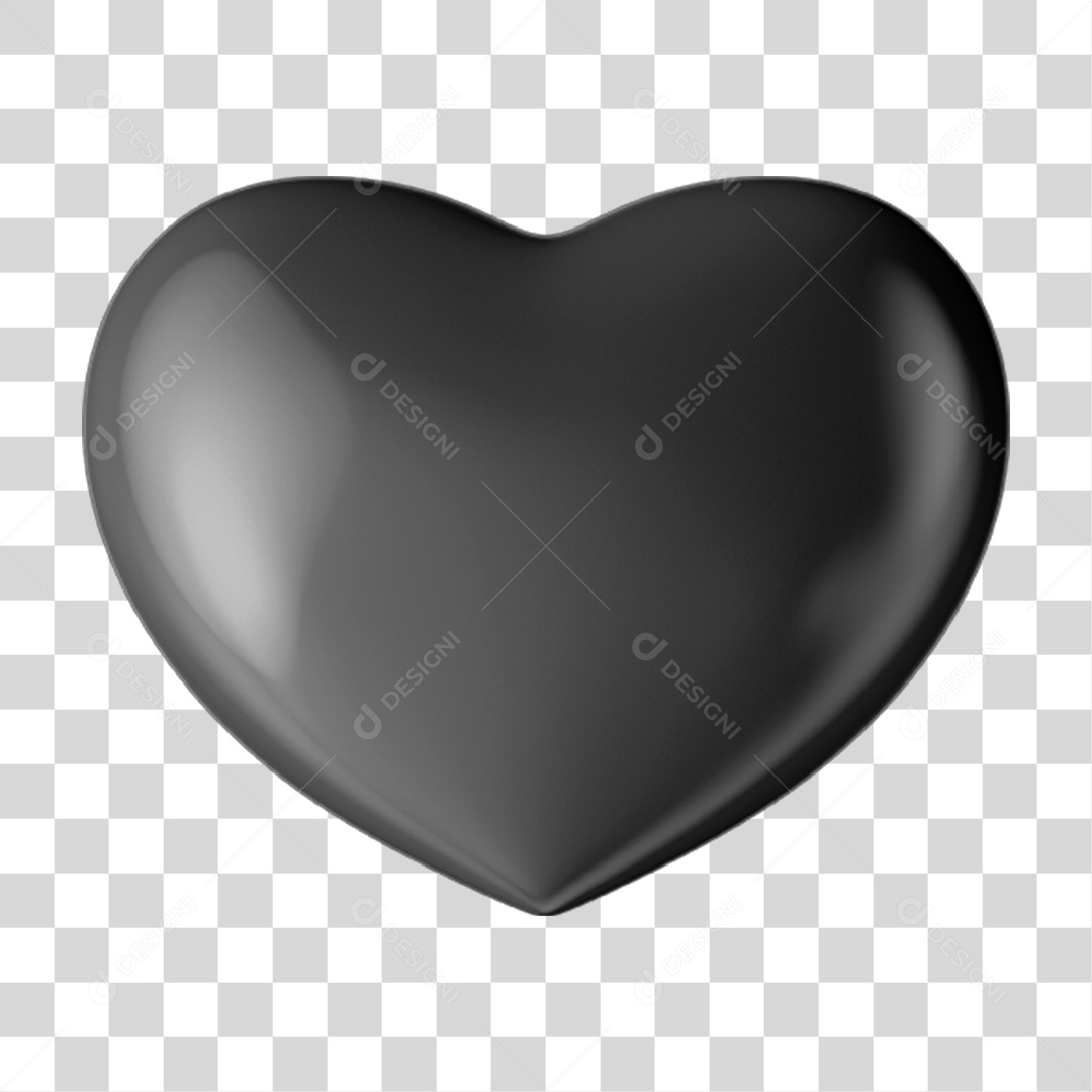 Elemento 3D Coração Preto Símbolo de Luto PNG Transparente