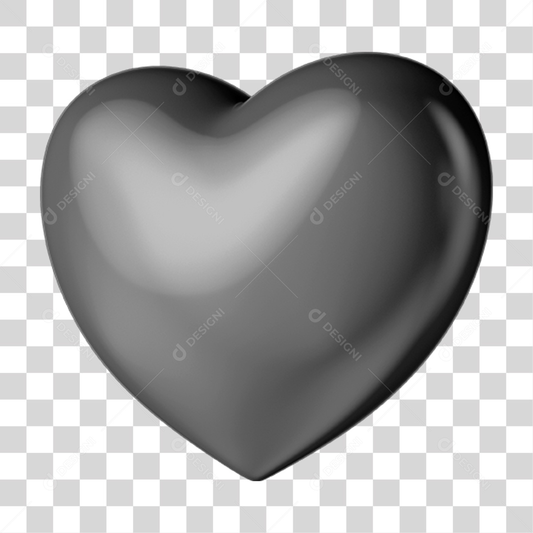 Elemento 3D Coração Preto Símbolo de Luto PNG Transparente