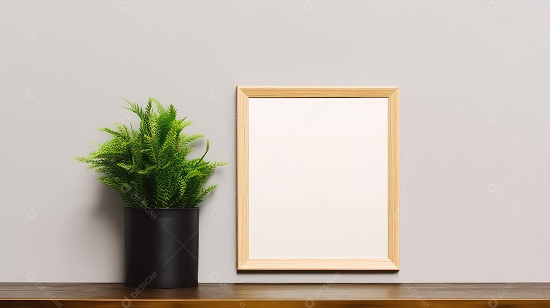 Moldura preta em branco sobre fundo de parede marrom