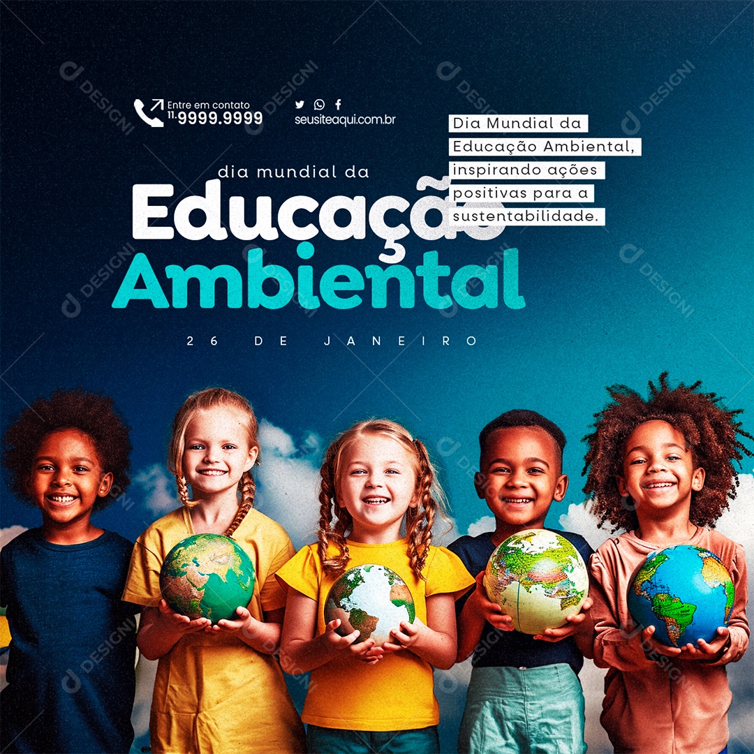 Dia Mundial Da Educação Ambiental 26 De Janeiro Inspirando Ações Social Media PSD Editável