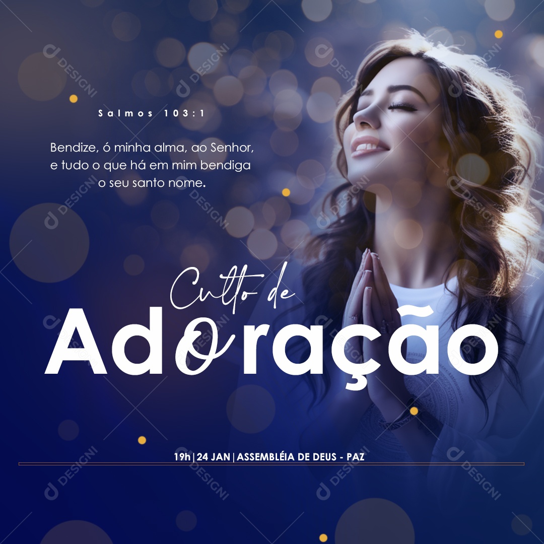 Social Media Seu Santo Nome Culto De Adoração PSD Editável