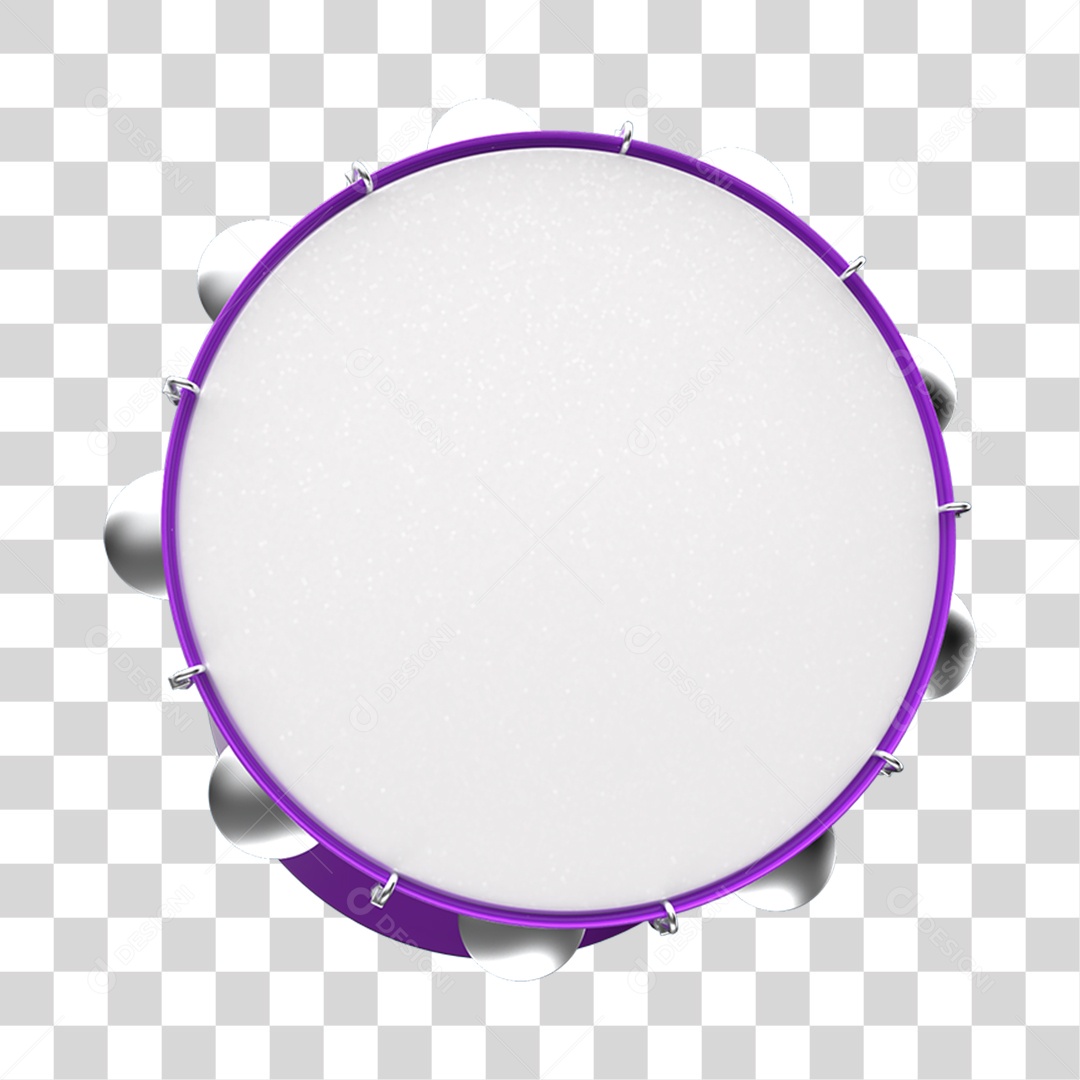 Elemento 3D Pandeiro de Carnaval PNG Transparente