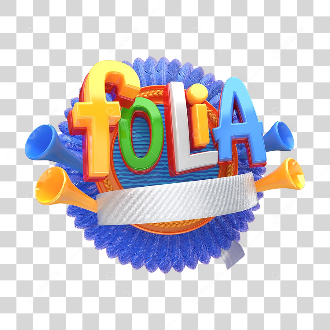 Selo 3D Folia Carnaval PNG Transparente