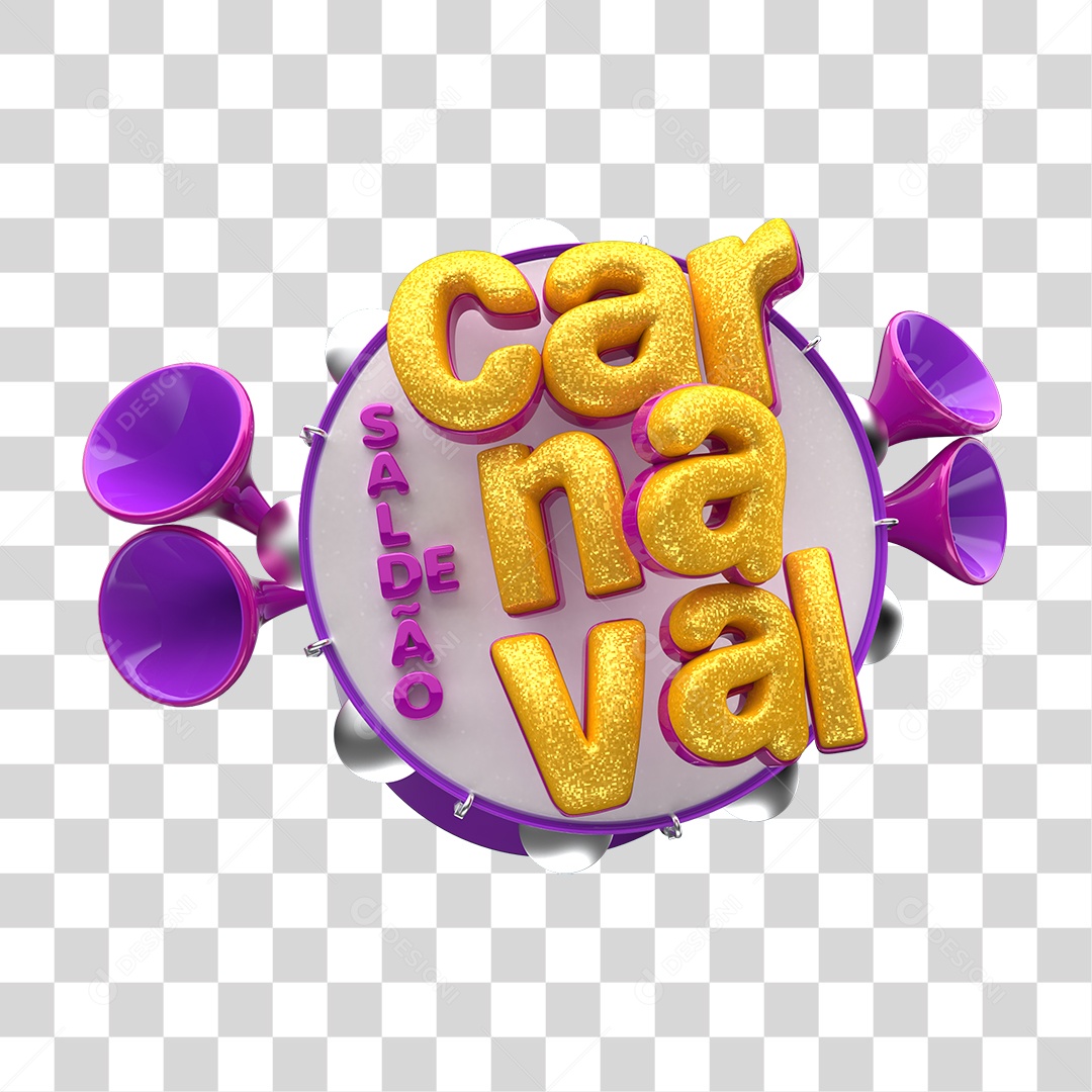 Selo 3D Saldão de Carnaval PNG Transparente