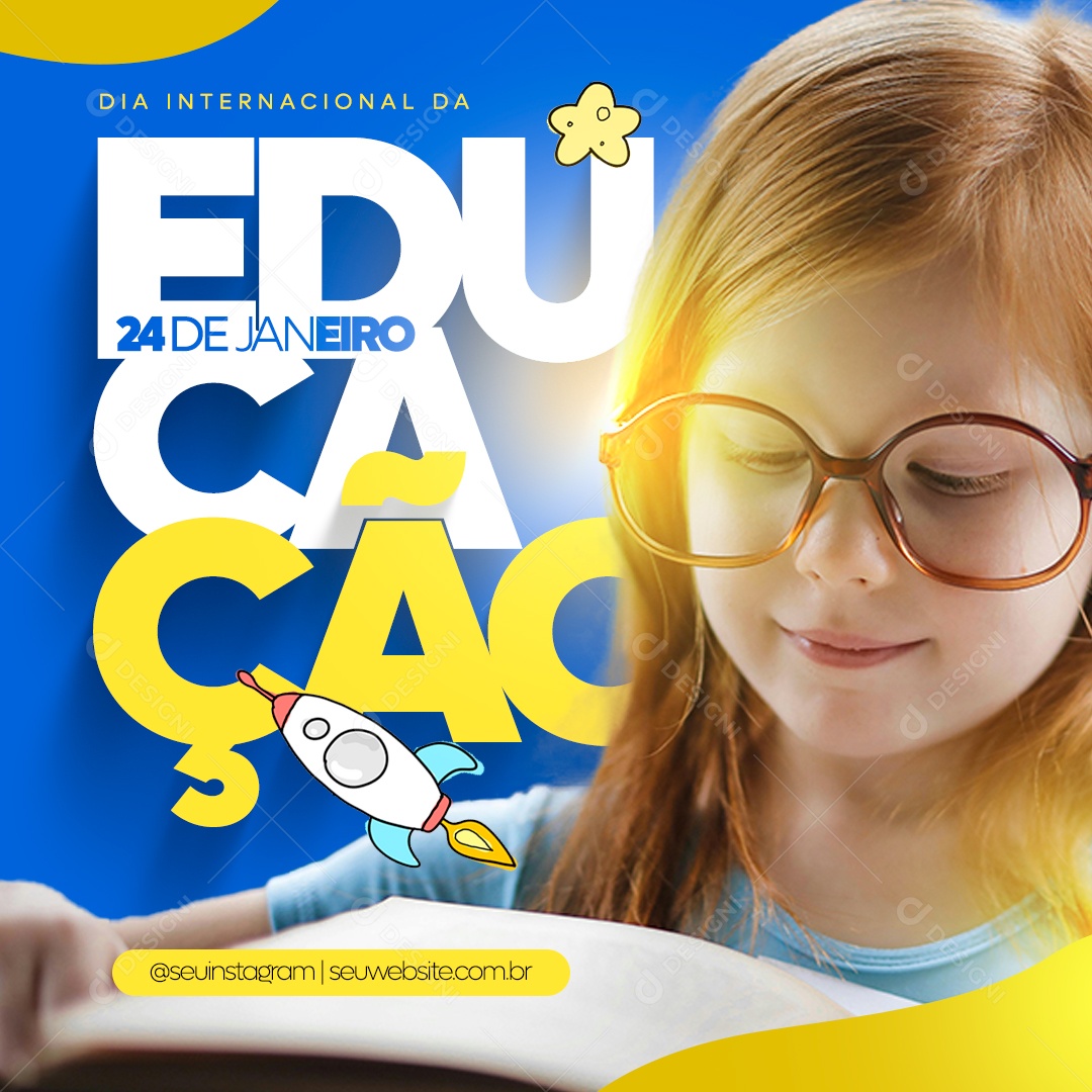 Social Media Dia Internacional Da Educação 24 De Janeiro PSD Editável