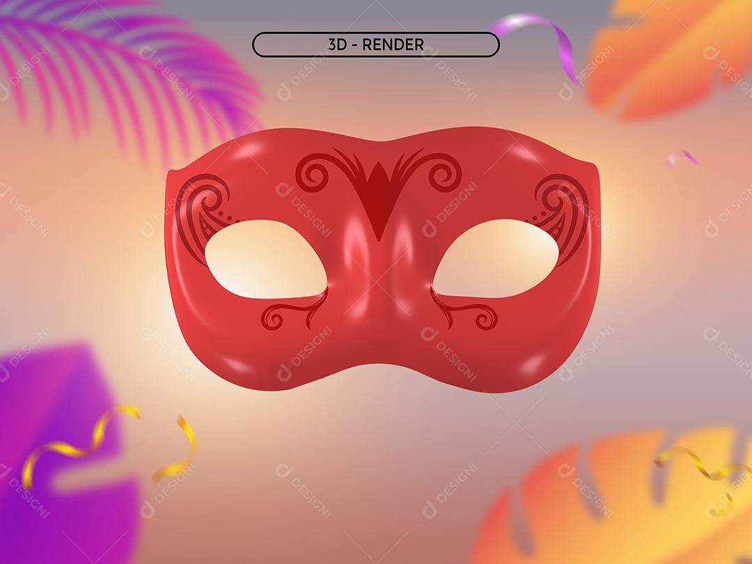 Elemento 3D Mascara De Carnaval Vermelha Para Composição PSD