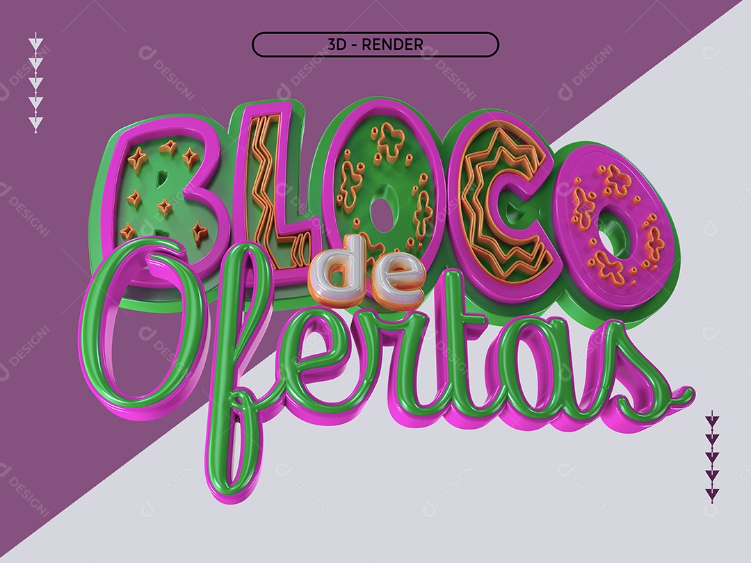 Texto 3D Bloco De Ofertas Para Composição PSD