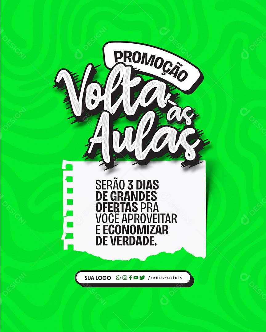 Volta às Aulas Serão 3 Dias de Grandes Ofertas para Você Aproveitar e Economizar Social Media PSD Editável