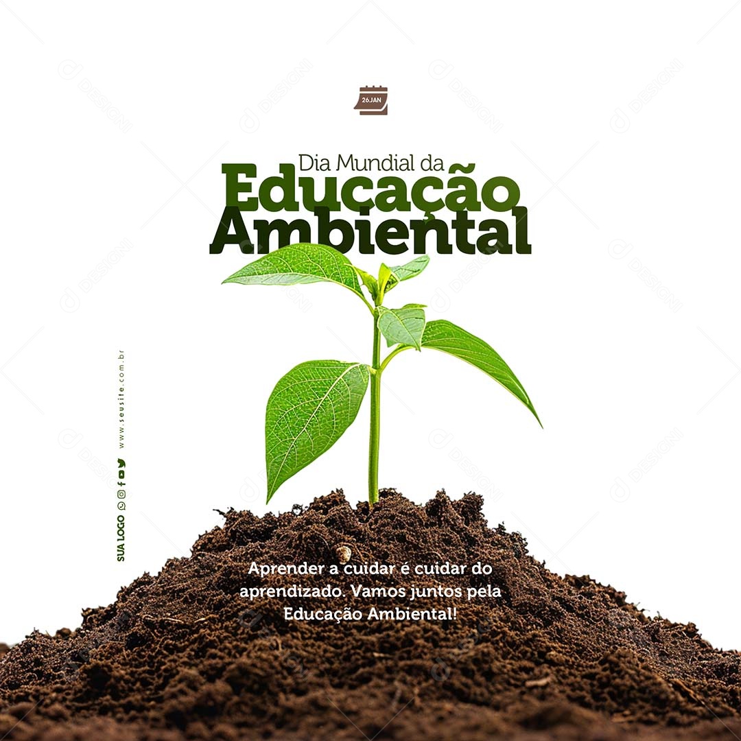 Dia Mundial da Educação Ambiental 26 de Janeiro Social Media PSD Editável