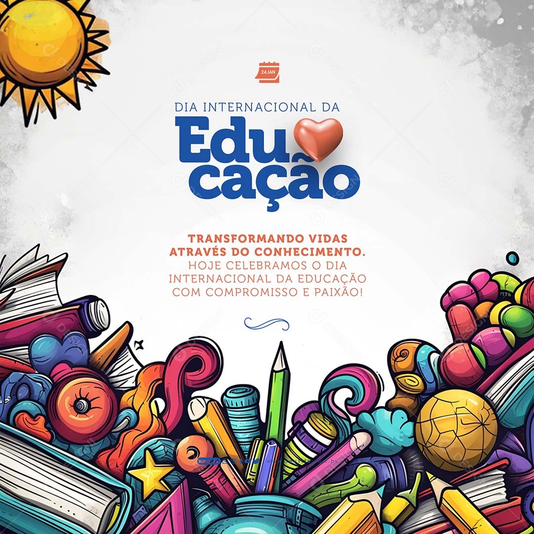 Dia Internacional da Educação 24 de Janeiro Transformando Vidas Social Media PSD Editável