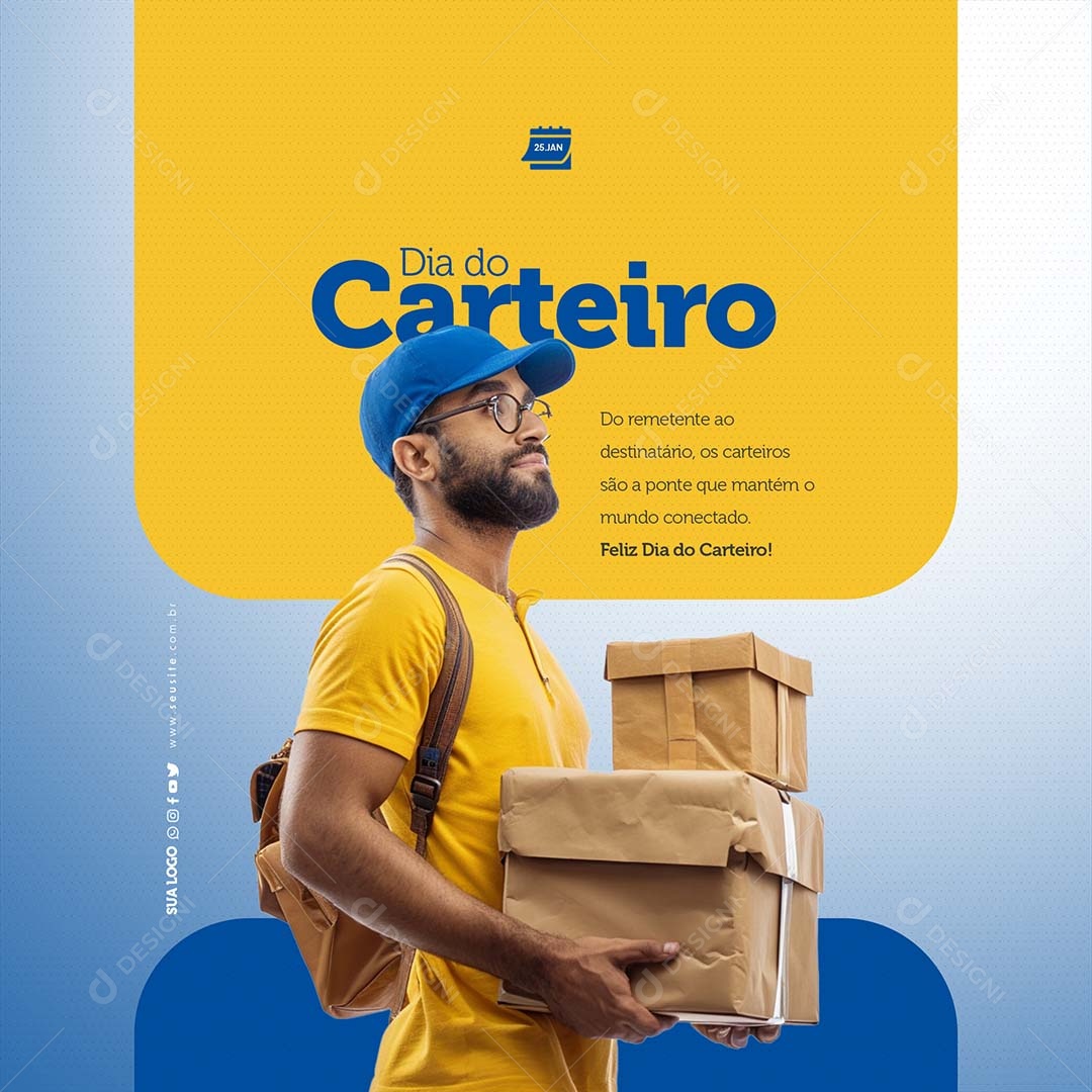 Dia do Carteiro 25 de Janeiro do Remetente ao Destinatário Social Media PSD Editável