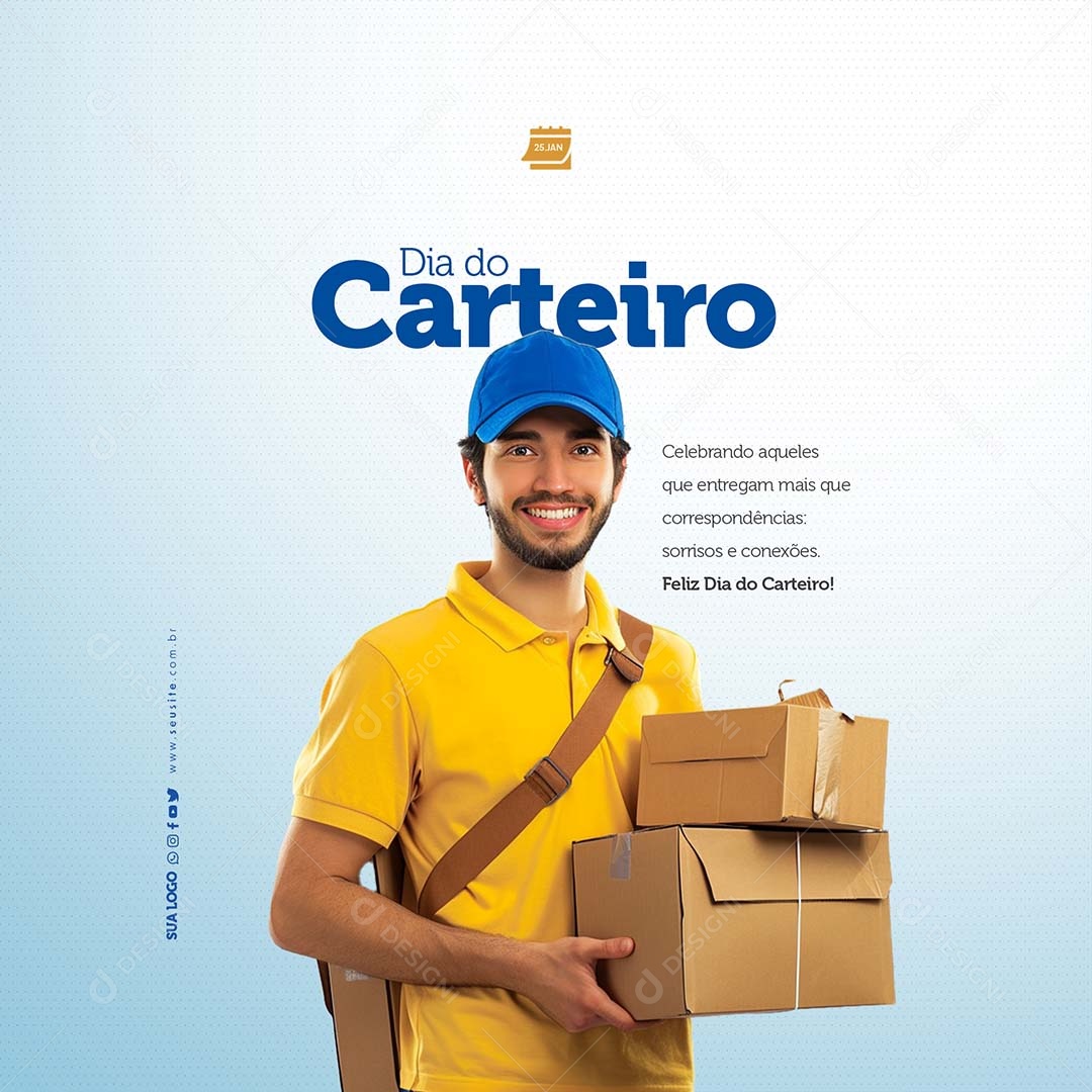 Dia do Carteiro 25 de Janeiro Social Media PSD Editável