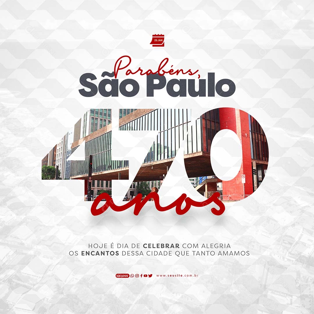 São Paulo 25 De Janeiro 470 Anos Celebrar com Alegria os Encantos dessa Cidade Social Media PSD Editável