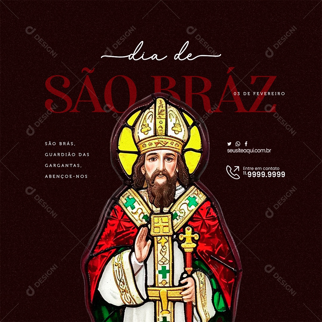 Dia de São Braz 3 de Fevereiro Guardião das garganta Social Media PSD Editável