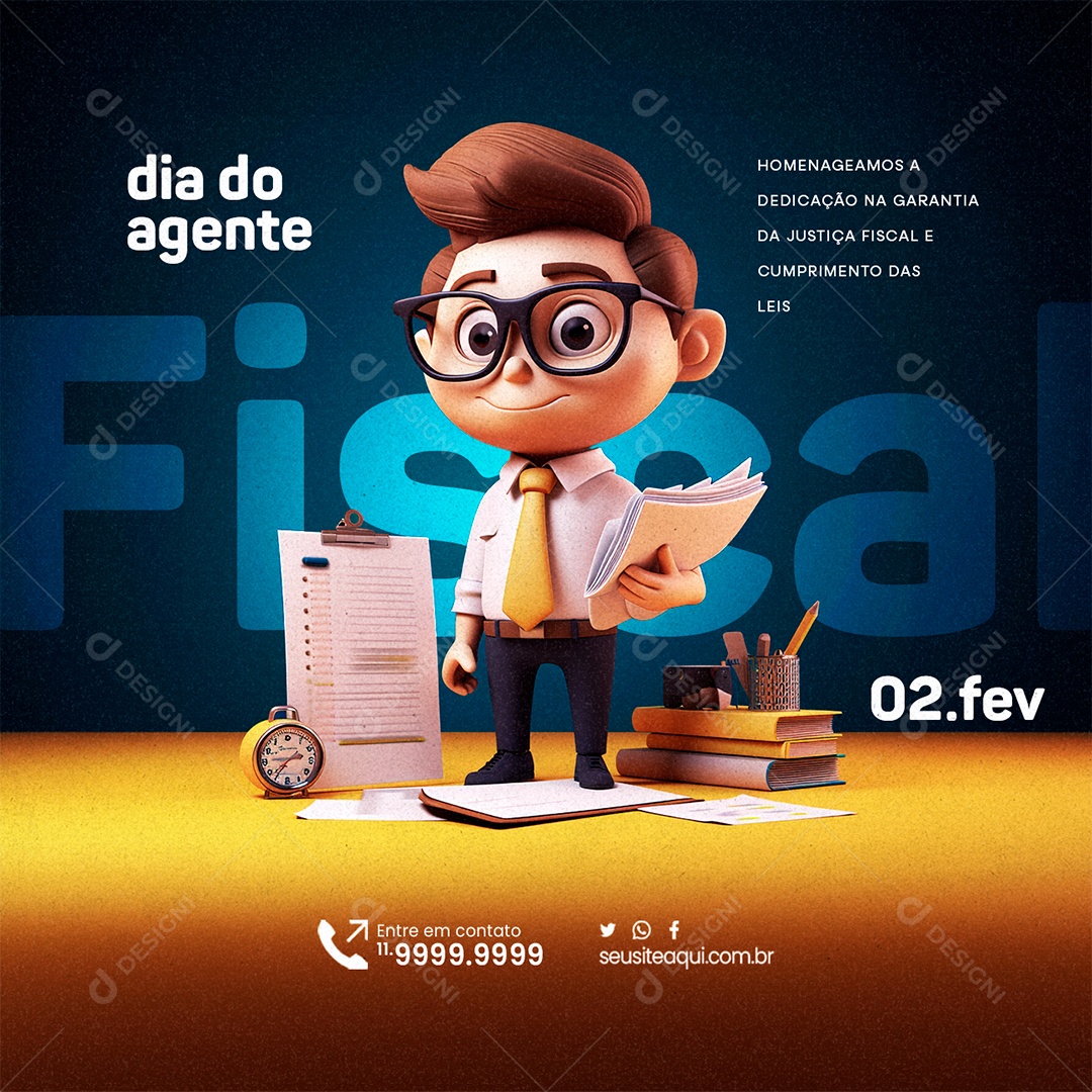 Dia Do Agente Fiscal 2 De Fevereiro Homenageamos a Dedicação Social Media PSD Editável