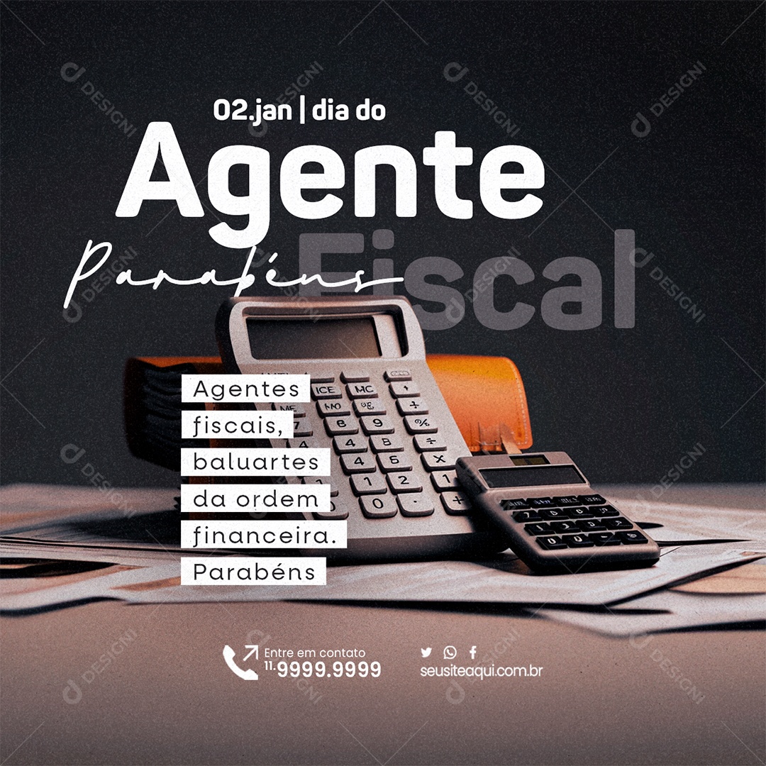 Dia Do Agente Fiscal 2 De Fevereiro baluartes da ordem financeira Social Media PSD Editável
