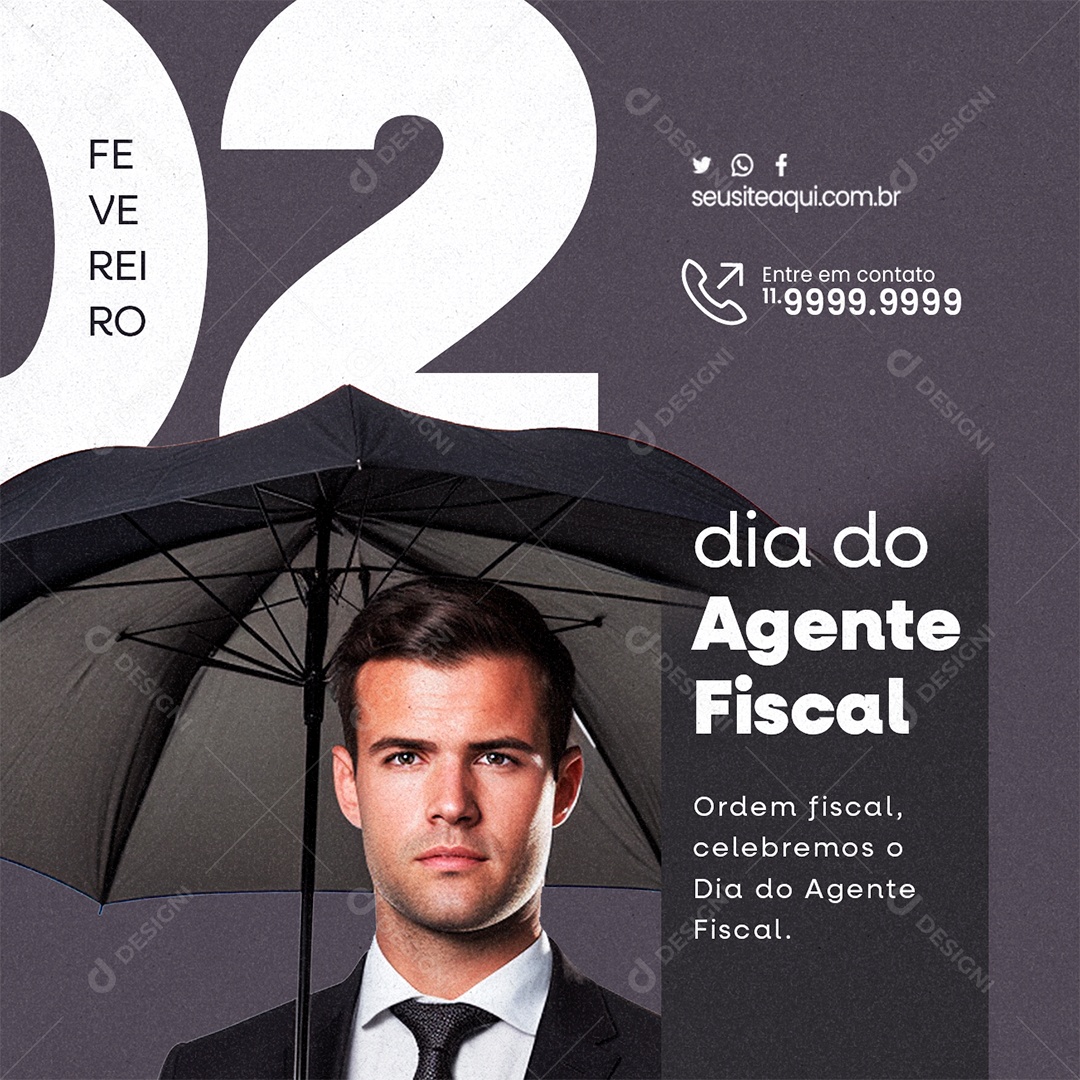 Dia Do Agente Fiscal 2 De Fevereiro Ordem fiscal celebremos Social Media PSD Editável
