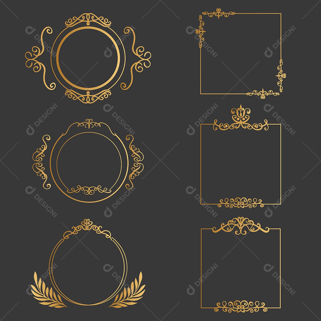 Conjunto de Molduras Elegantes Ilustrações Vetor EPS