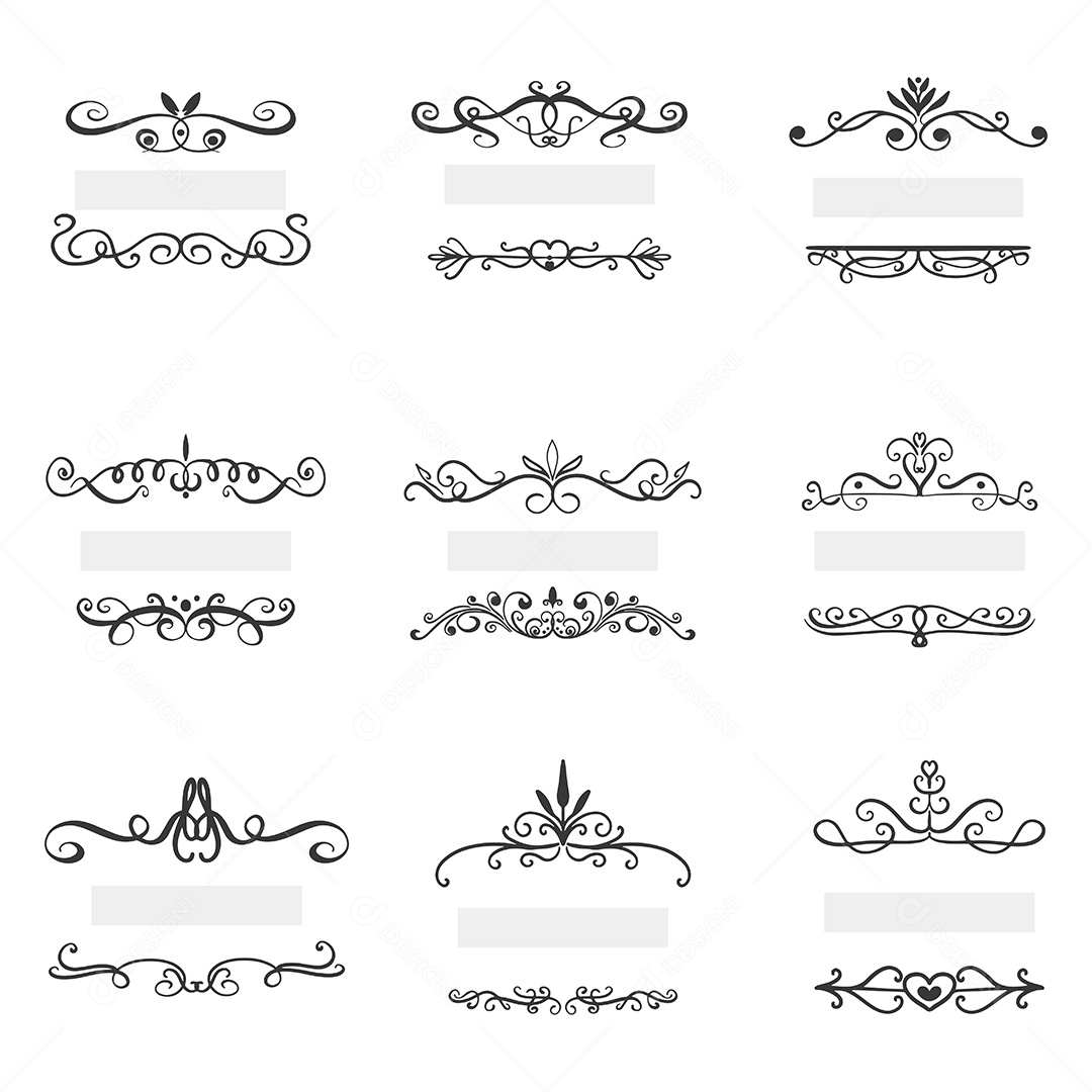 Conjunto de Bordas Elegantes Ilustrações Vetor EPS