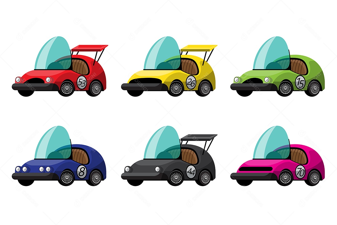 Conjunto de Carros de Corridas Ilustração Vetor EPS