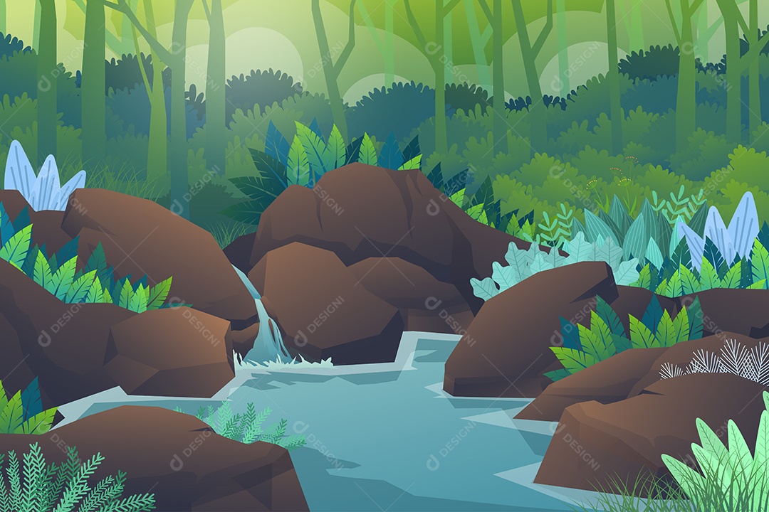 Bela Cena de Paisagem da Natureza Ilustração Vetor EPS