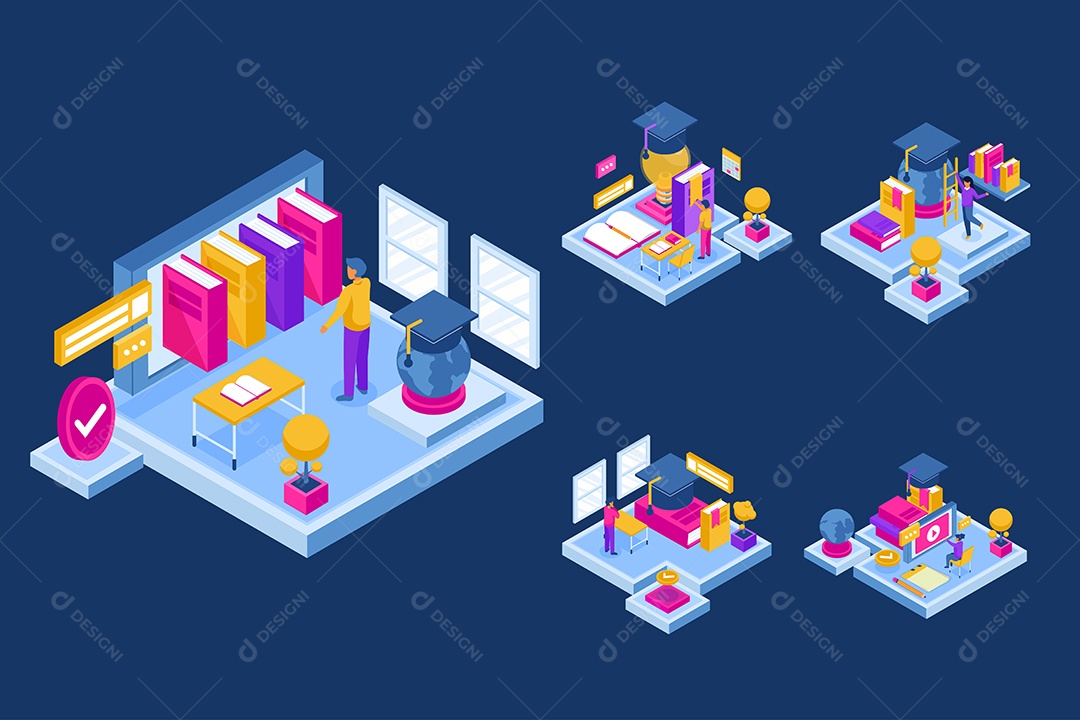 Pessoas Apreendendo Online Ilustração Vetor EPS