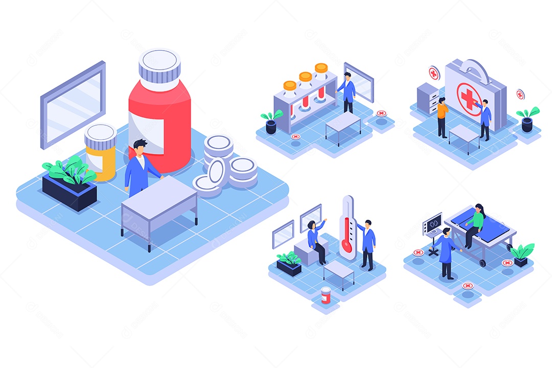 Médicos Fazendo Pesquisa Ilustração Vetor EPS