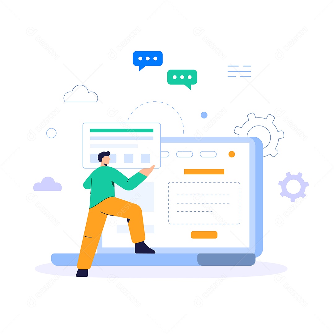 Programador Criando Site para Empresa Ilustração Vetor EPS