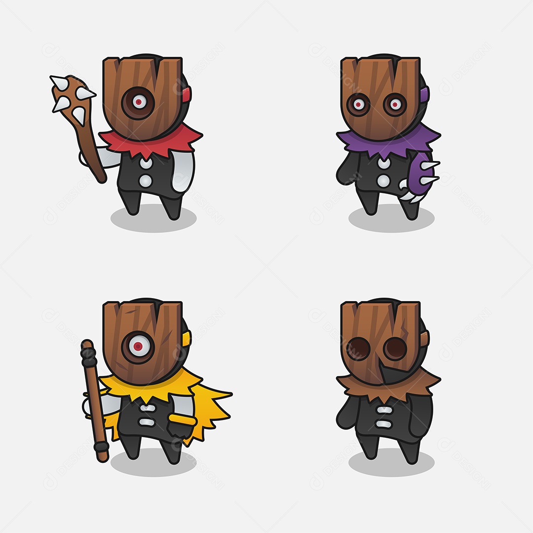 Conjunto de Personagem de Games Ilustração Vetor EPS