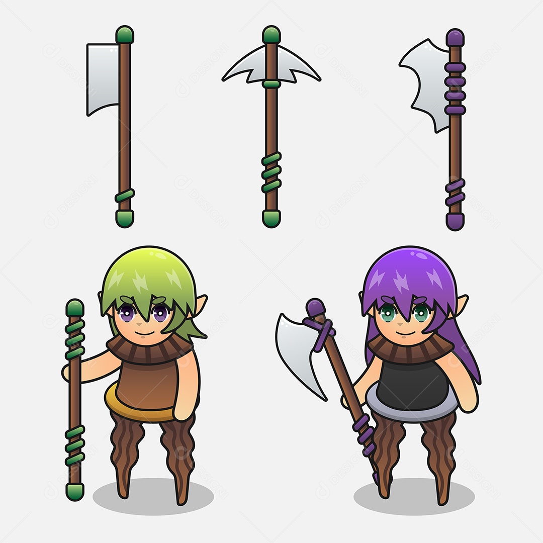 Conjunto de Personagem de Games Ilustração Vetor EPS