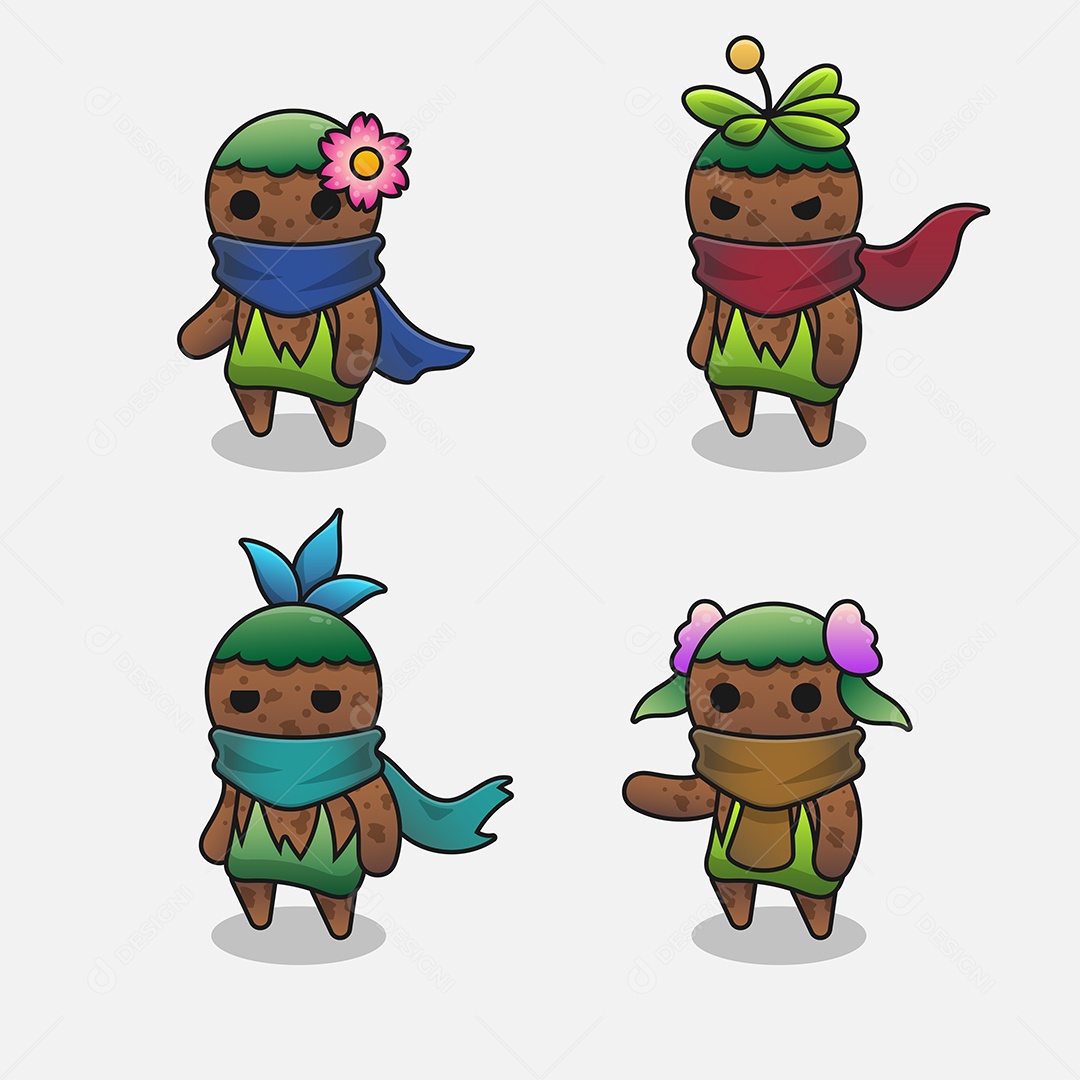 Conjunto de Personagem de Games Ilustração Vetor EPS