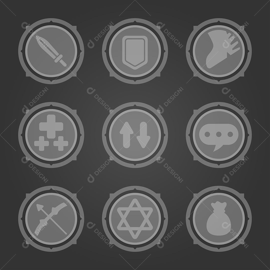 Conjunto de Elementos de Games Ilustração Vetor EPS