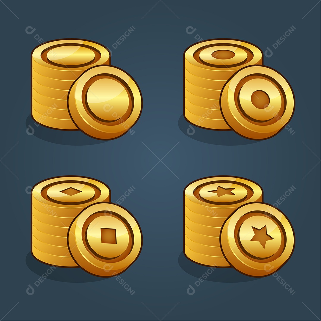 Conjunto de Fichas de Cassino Ilustração Vetor EPS