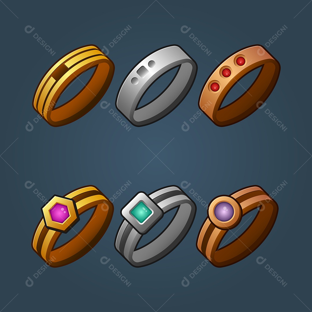 Conjunto de Anéis Ilustração Vetor EPS