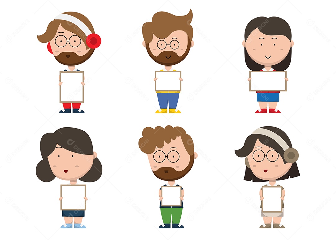 Conjunto de Personagens Ilustração Vetor EPS