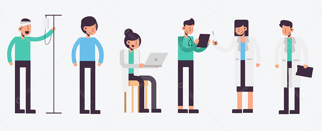 Conjunto de Personagens Ilustração Vetor EPS