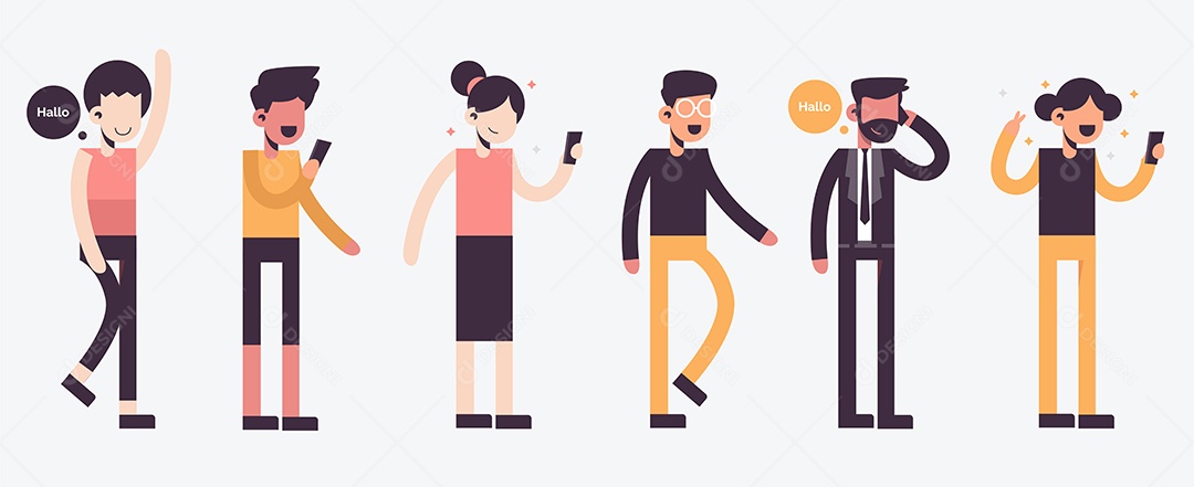 Conjunto de Personagens Ilustração Vetor EPS