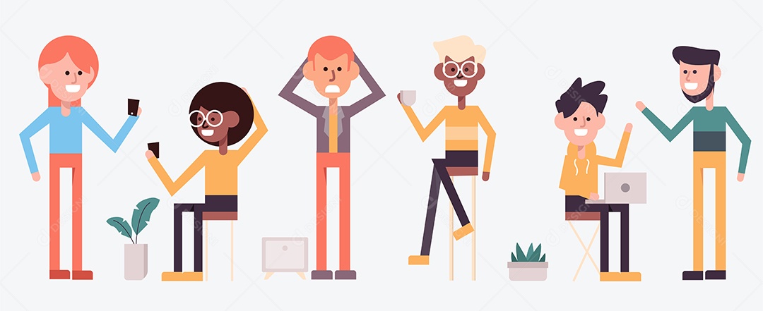 Conjunto de Personagens Ilustração Vetor EPS