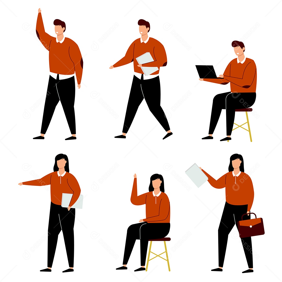 Conjunto de Personagens Ilustração Vetor EPS