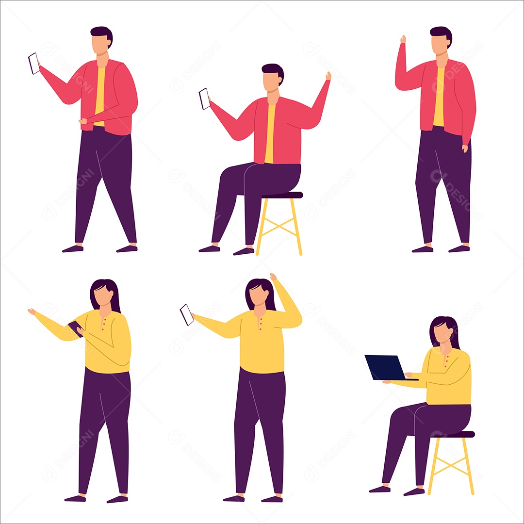 Conjunto de Personagens Ilustração Vetor EPS