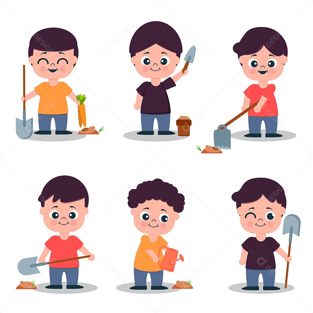 Conjunto de Personagens Ilustração Vetor EPS