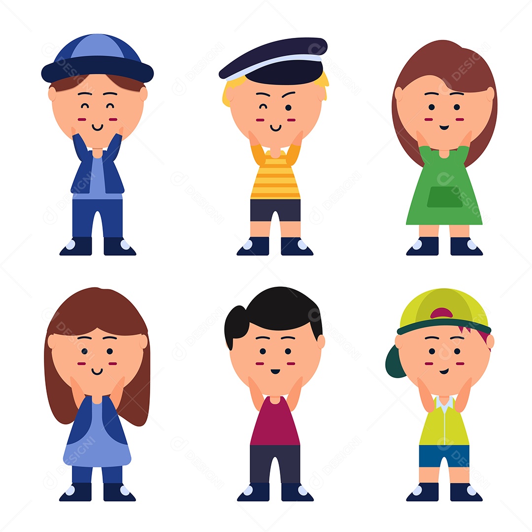 Conjunto de Personagens Ilustração Vetor EPS