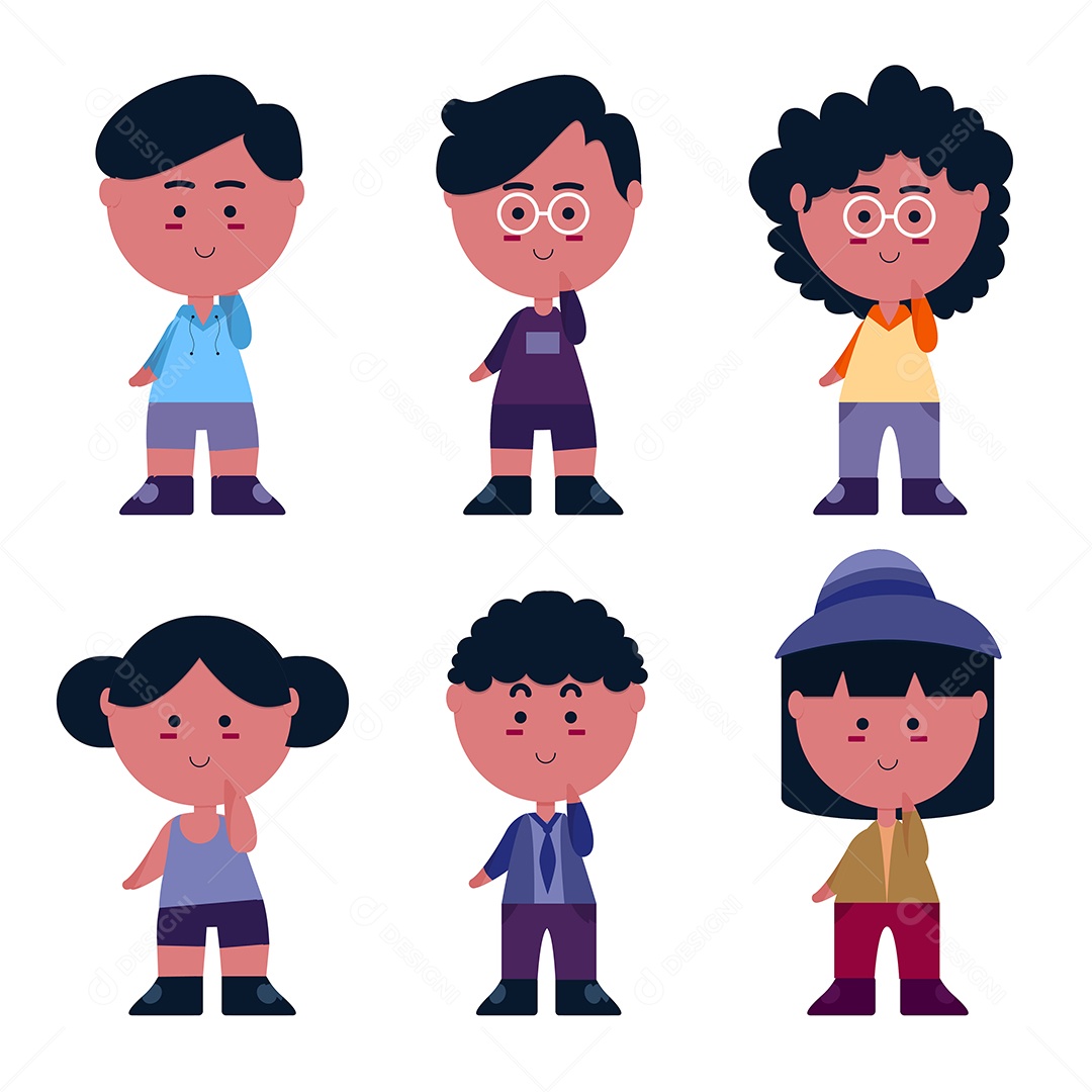 Conjunto de Personagens Ilustração Vetor EPS