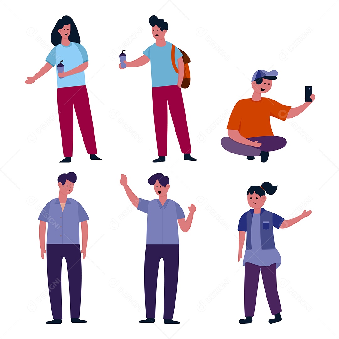 Conjunto de Personagens Ilustração Vetor EPS