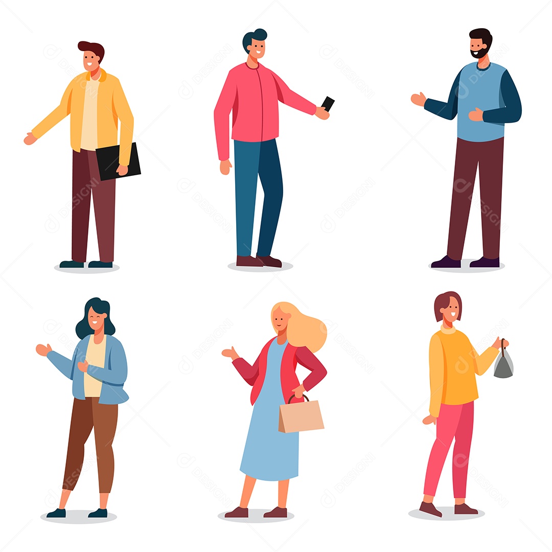 Conjunto de Personagens Ilustração Vetor EPS