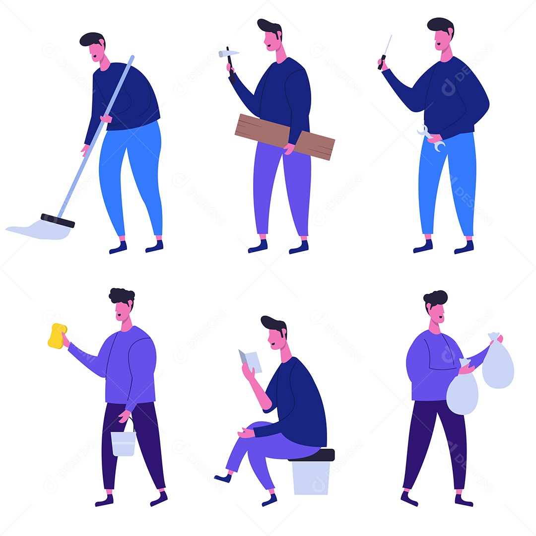 Conjunto de Personagens Ilustração Vetor EPS