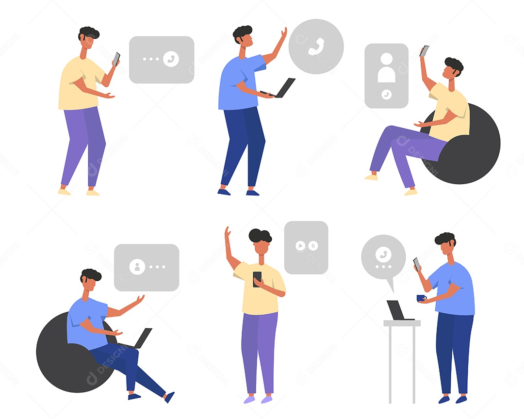 Conjunto de Personagens Ilustração Vetor EPS