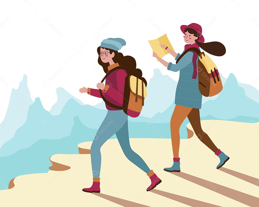 Jovem Montanhista Ilustração Vetor EPS