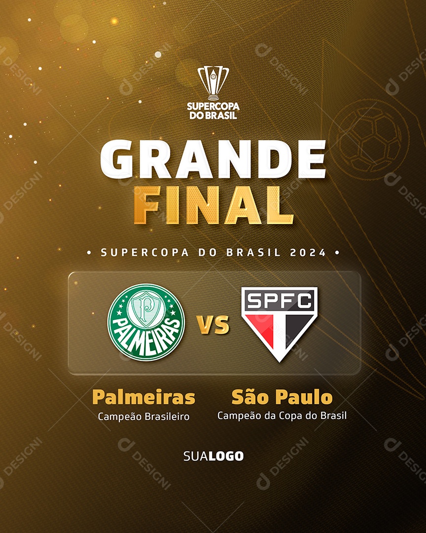 Flyer Futebol Supercopa Grande Final Palmeiras Vs São Paulo PSD Editável